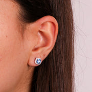 Orecchini in Argento 925  con zircone centrale blu