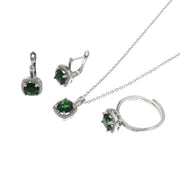 925 Silver Set Emerald zircon set