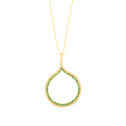 Necklace in 925 Silver with oval shape with green zircons