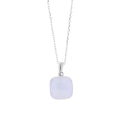 Square shape necklace in 925 Silver with lilac zircon