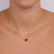 Collana in Argento 925 con punto luce di cristallo nero pendente