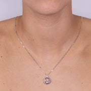 Collana in Argento 925 con pendente rosa e zircone