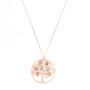 Collana in Argento 925 con grande albero della vita pendente con cristalli multicolore