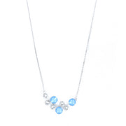 Necklace in 925 silver embellished with blue and white crystals