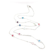 Collana in Argento 925 catena lunga con cristalli multicolore