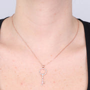 Collana in Argento 925 con chiave pendente di zirconi multicolore