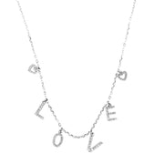 Collana in Argento 925 con scritta LOVEpendente, impreziosita da zirconi bianchi