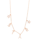 Collana in Argento 925 con scritta STAR pendente, impreziosita da zirconi bianchi