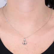 Collana in Argento 925  con cristalli e ciondolo a forma di ancora