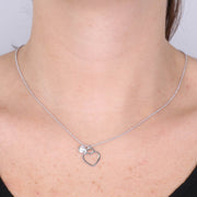 Collana in Argento 925 con cristallo e ciondolo forma cuore, pendenti.