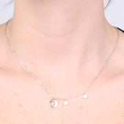 Collana in Argento 925 con zirconi pendenti e piastra