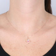 Collana in Argento 925 con ciondolo a forma di cerchio pendente impreziosito da trio di cristalli multicolore