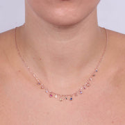 Collana in Argento 925 con gocce di zirconi multicolore pendenti