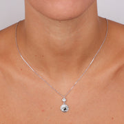 Collana in Argento 925 con medaglietta pendente e cristallo bianco