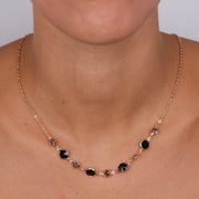 Collana in Argento 925  impreziosita da Cristalli nero e fumè