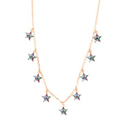 Collana in Argento 925  con ciondoli a forma di stella impreziositi da zirconi multicolore