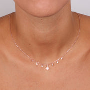 Collana in Argento 925 con pendente a forma di rosa dei venti e zirconi bianchi