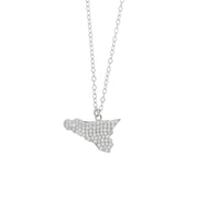 925 Silver necklace with Sicily island pendant embellished with white zircon pavé