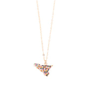 925 Silver necklace with Sicily island pendant embellished with multicolored zircon pavé