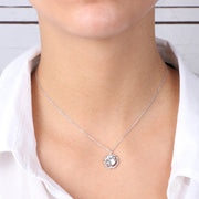 Collana in Argento 925 a nodo con cristallo bianco centrale pendente