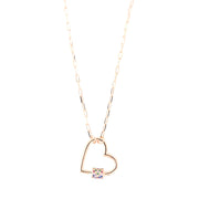 Collana in Argento 925 con cuore liscio pendente, impreziosito da quadrato di zirconi multicolore