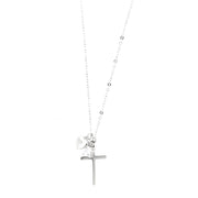 Collana in Argento 925 con croce e zircone bianco pendenti