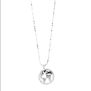 Collana in Argento 925 con globo pendente impreziosito da giro di zirconi bianchi