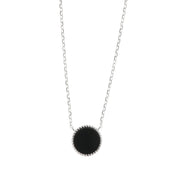 925 Silver necklace with black onyx circle pendant