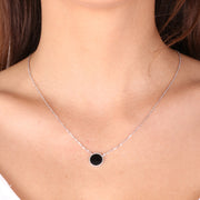 Collana in Argento 925 con ciondolo a forma di cerchio in onice nero