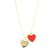 925 Silver necklace with red enamelled heart-shaped pendant