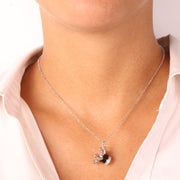 Collana in Argento 925 con pendente a forma di corona impreziosito da smalti colorati e zirconi bianchi