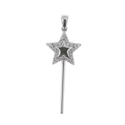 925 Silver pendant in the shape of a magic wand embellished with white zircons