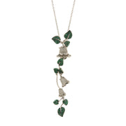 925 Silver necklace with flowers embellished with colored zircons