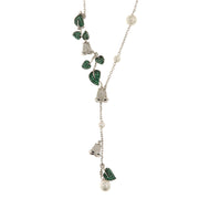 925 Silver necklace with leaves and flowers embellished with pearls and colored zircons