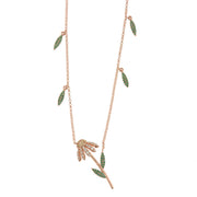 925 Silver necklace with leaves and flowers embellished with colored zircons