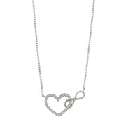 Necklace in 925 Silver with heart and infinity pendant embellished with zircons