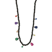 Necklace in 925 silver with natural stones and pendant multicolor zircons