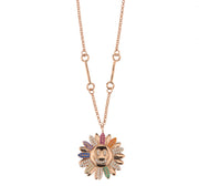 925 Silver necklace with flower and multicolor zircons