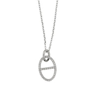 Necklace in 925 silver intertwined circles and white zircons