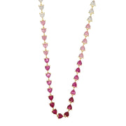 925 Silver necklace with hearts in colored zircons