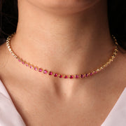 Collana in Argento 925 con cuori in zirconi colorati