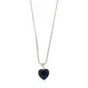 Necklace in 925 Silver with hearts in white and blue zircon