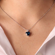 Collana in Argento 925 con cuori in zircone bianco e blu