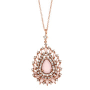 925 Silver necklace with pendant embellished with pink and white zircons