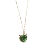 Collana in Argento 925 con pendente a forma di fico dindia con zirconi verde smeraldo