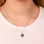 Collana in Argento 925 con pendente a forma di fico dindia con zirconi verde smeraldo