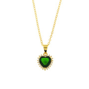 Collana in Argento 925 con zircone a forma di cuore verde