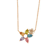 Collana in Argento 925 con zirconi multicolor a forma di fiore