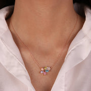 Collana in Argento 925 con zirconi multicolor a forma di fiore