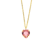 Necklace in 925 Silver with heart-shaped pink crystal